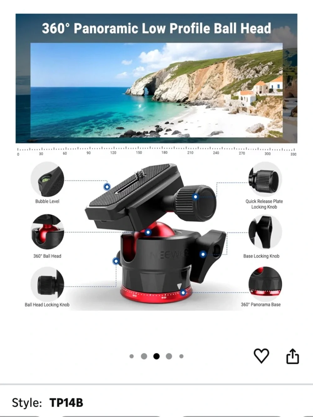 Neewer Black & Red Camera Tripod with Monopod Conversion